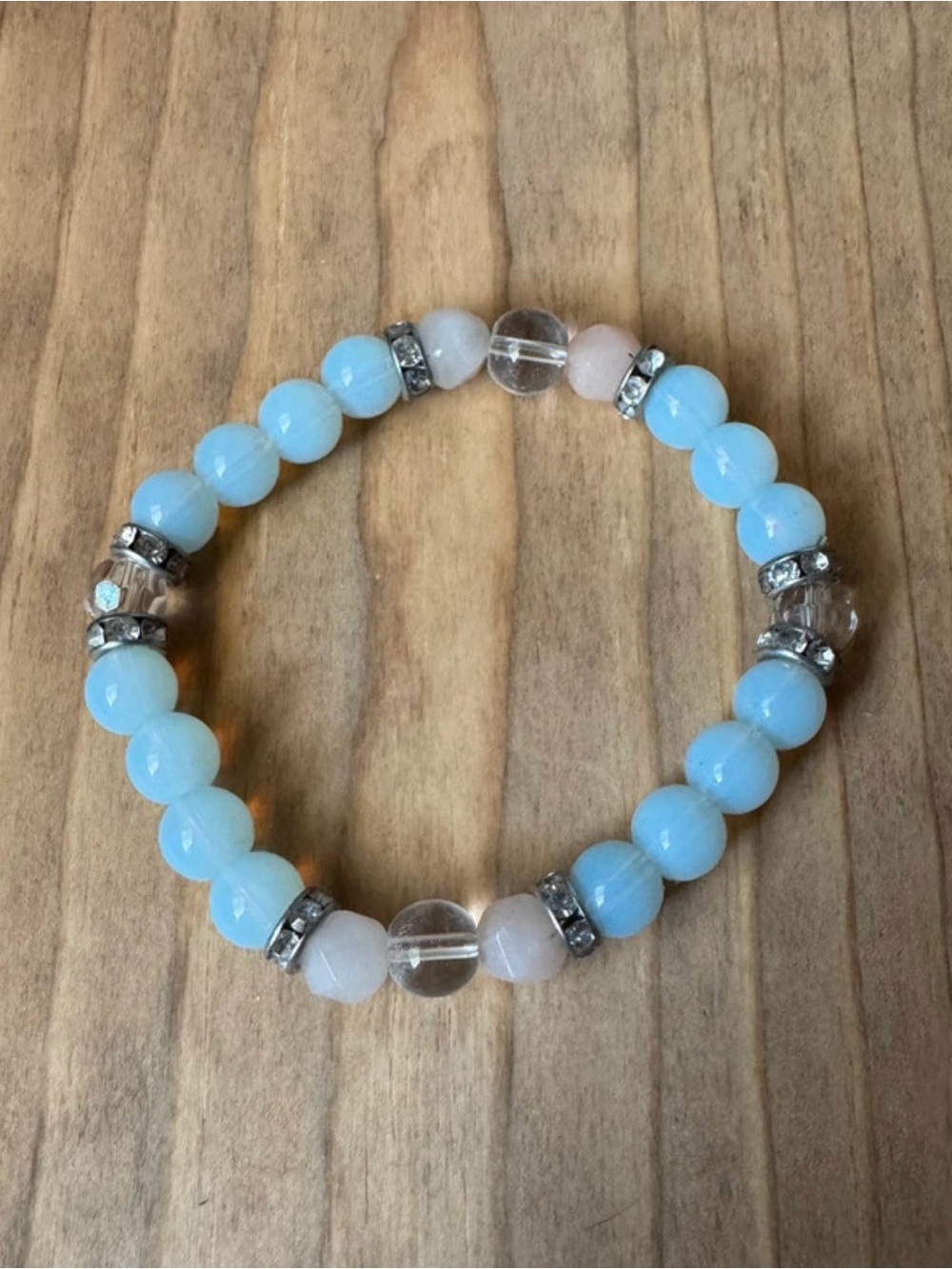Evolve Mala Gentle Aquamarine & Quartz Beaded Bracelet